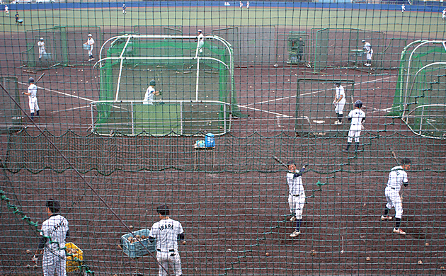 練習に取り組む桐蔭横浜大学野球部の選手達